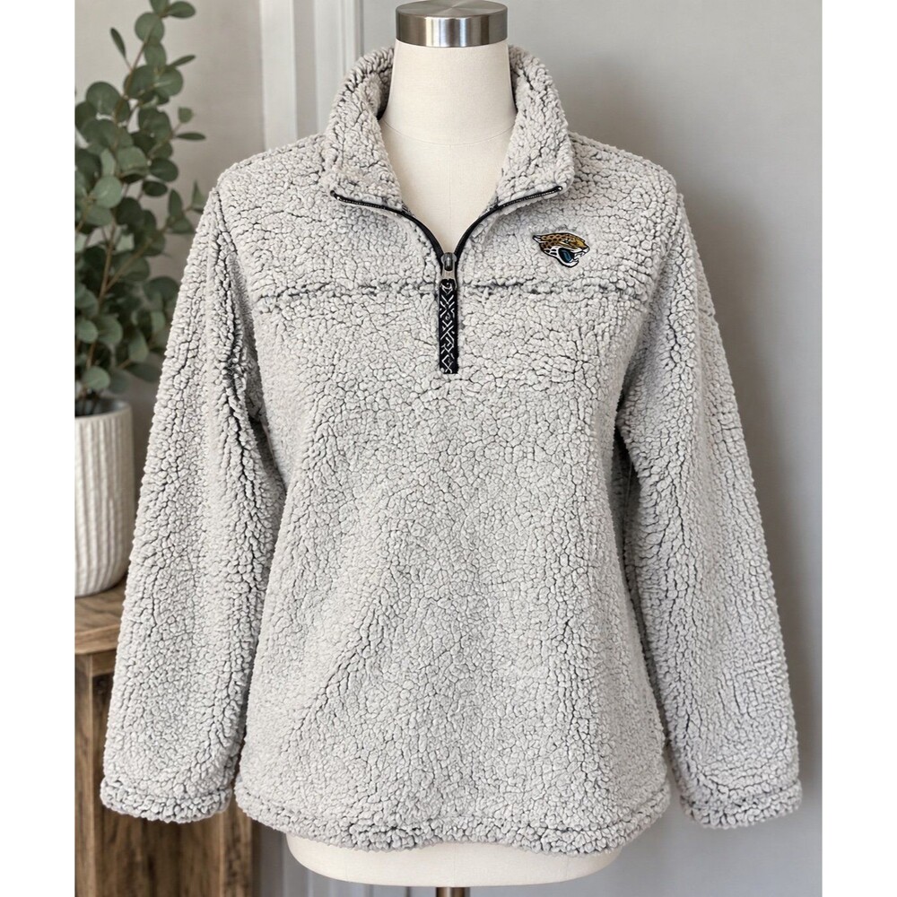 Women’s Jacksonville Jaguars NFL Sherpa Fleece Quarter-Zip Pullover Size L NWT